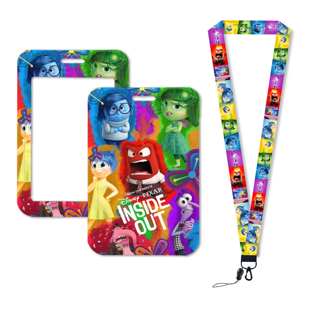 Key Case Key Holder Key Organizer Key Protector Card Case Holder Inside Out 2 Joy Sadness Anger Disgust Fear Lanyards Funny Badge Holder ID Card Hang Rope Lanyards Gifts Accessories