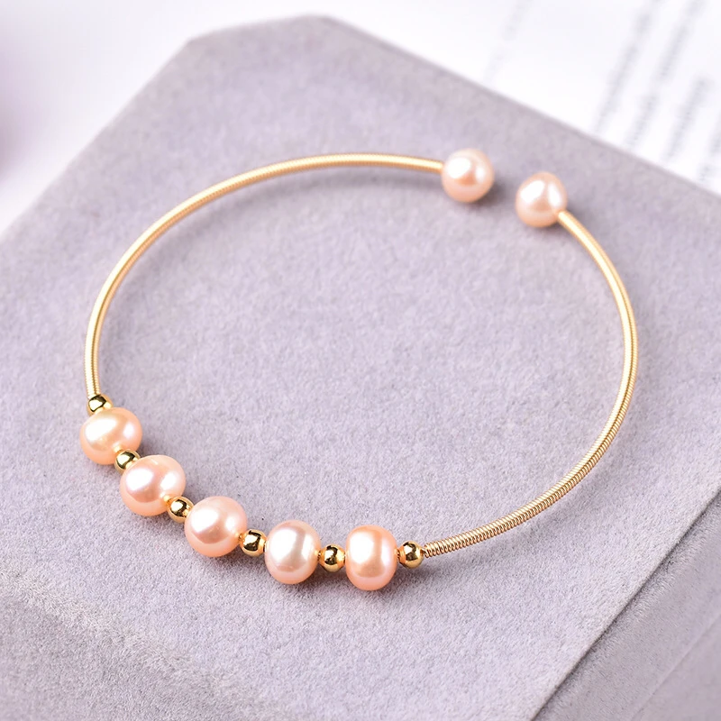

Hot Fashion Wholesale 6-7mm Real Natural Freshwater Pearl Bracelet Bangle Jewelry Wedding Party Gift for Women Girls 10pcs/lot