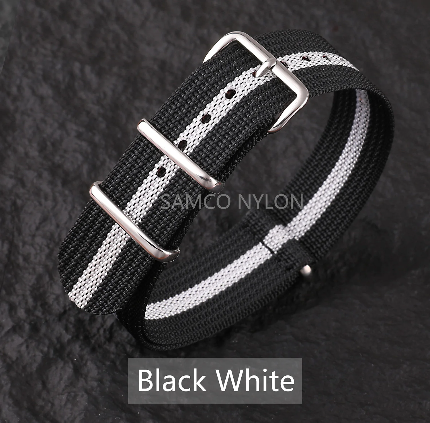 Durable Ribbed Nylon Watch Band - Comfortable & Washable Military-Style Strap for Men