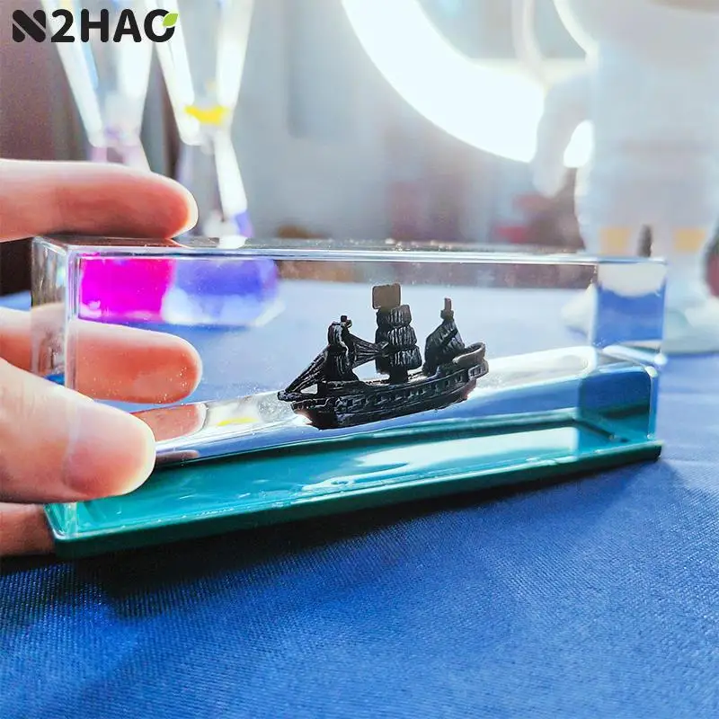

Ghost Ship Black Pearl Cruise Ship Fluid Liquid Pirate Ship Hourglass Ornament Never Capsize Drift Bottle Acrylic Decor Toy Gift