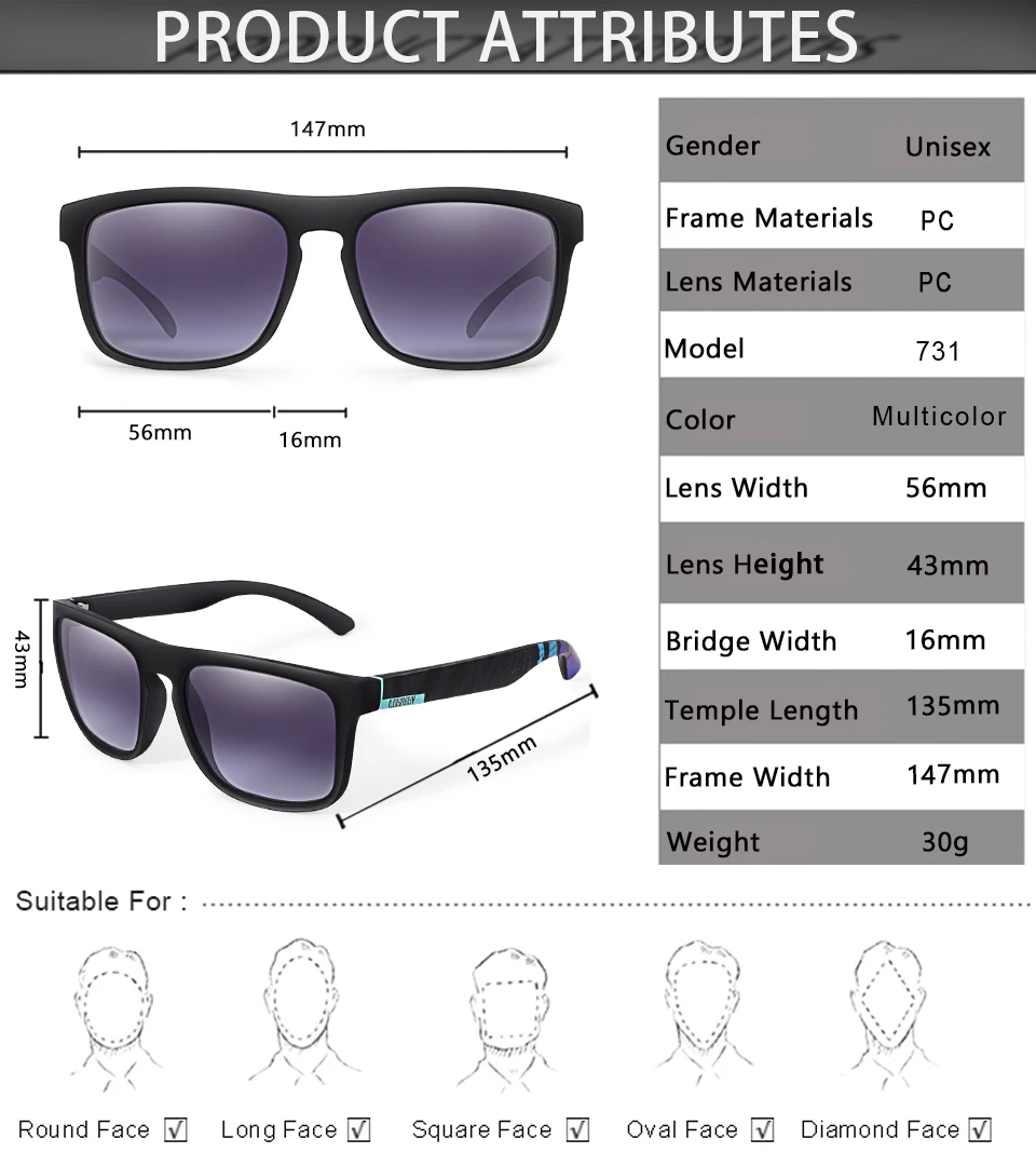 LOISRUBY Brand Design Square Cycling Sunglasses Men Polarized Sun Glasses UV400 Eyewear Women Shades oculos de sol_voghion.com