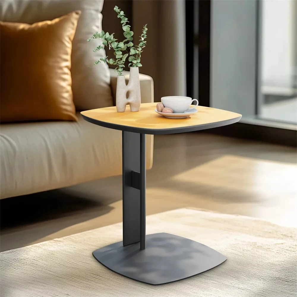 Wisfor Luxury C Table End Table Saddle Leather Top with Metal Leg, Couch Tables C Shaped Side Table for Bedroom Living Room — view 3