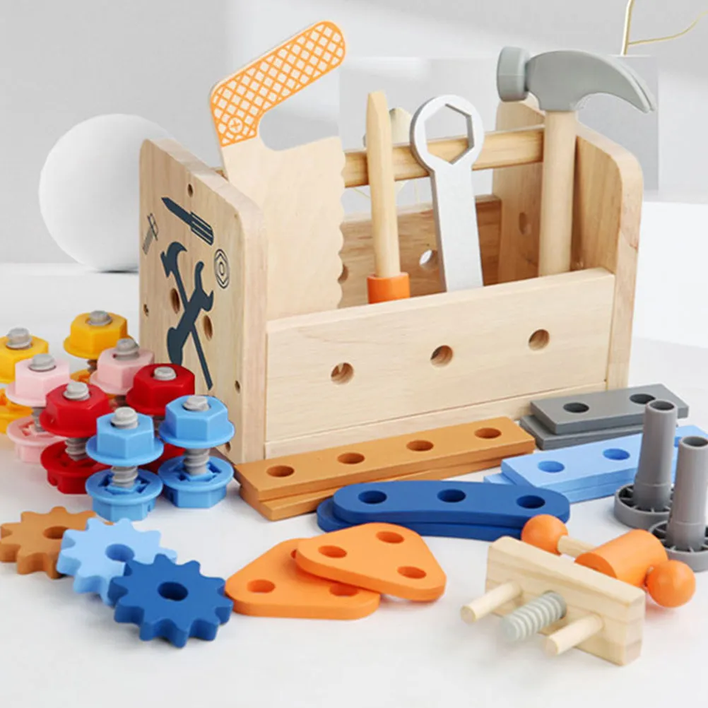 1 세트 다기능 너트 나사 도구 세트 어린이 교육 수리 학습 플레이 세트 나무로..