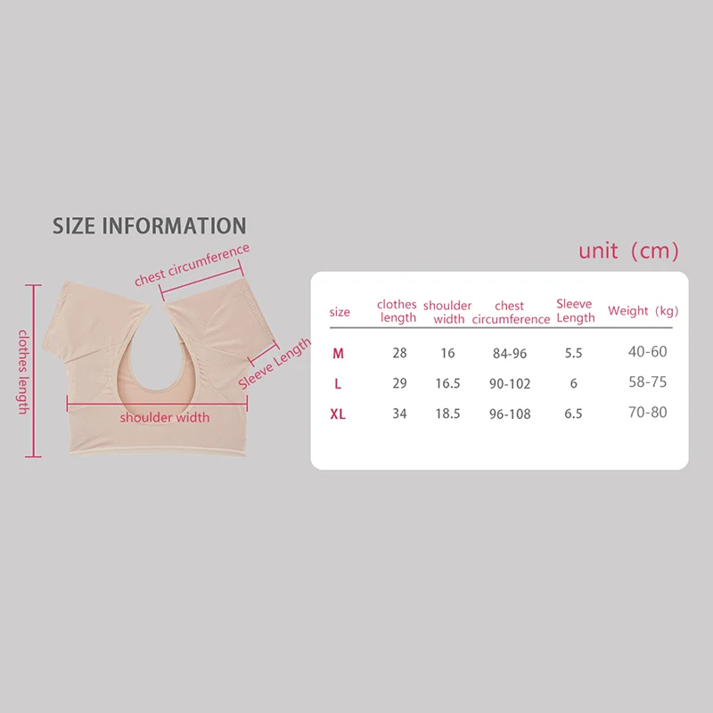 Felpe a forma di t-shirt imbottiture per il sudore ascellare lavabili protezioni assorbenti per profumo riutilizzabili scudo Desodorante per le donne - immagine 6