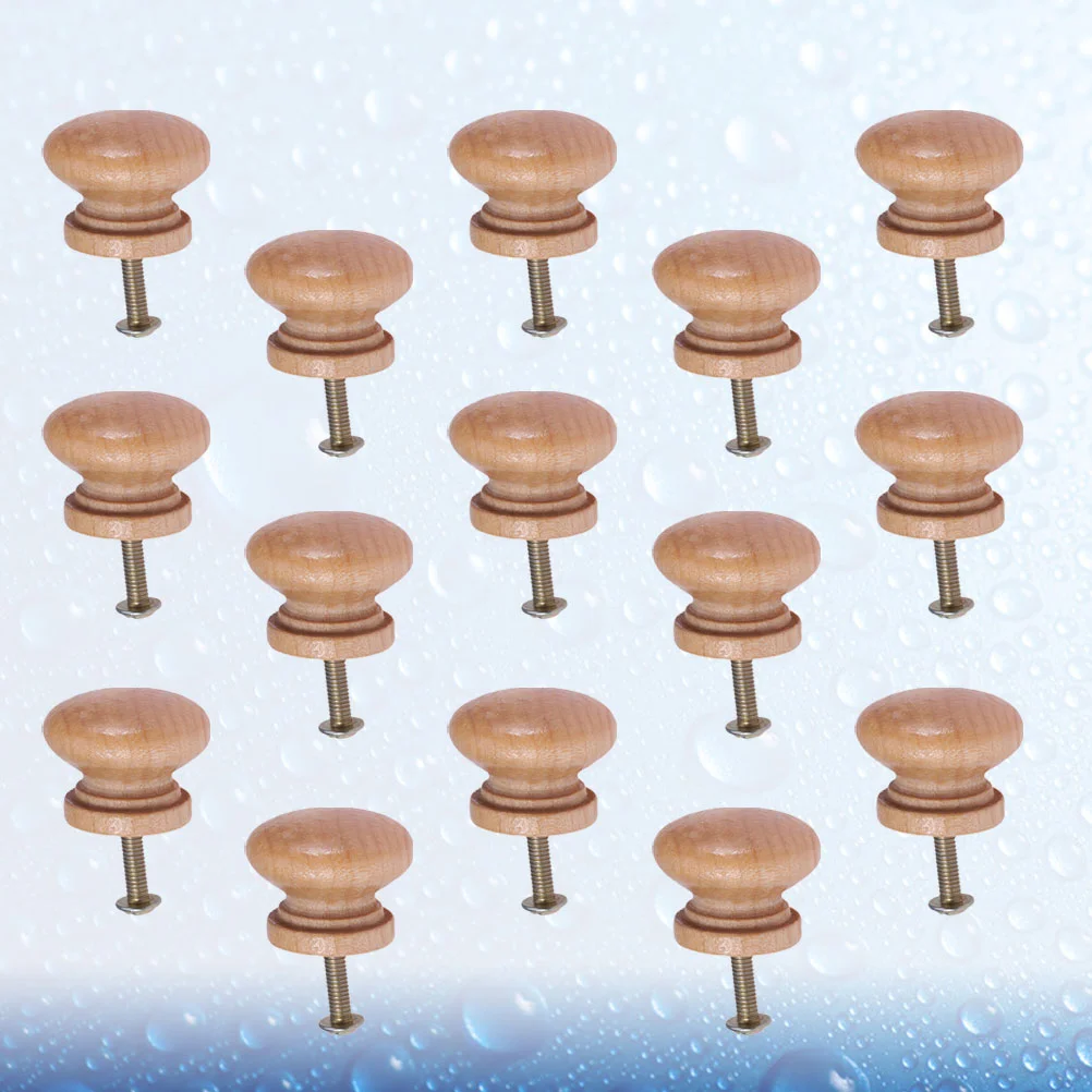 

15 Pcs Wooden Door Knobs Supplies Mushroom Pull Handle Dressing Table Cabinet Bamboo