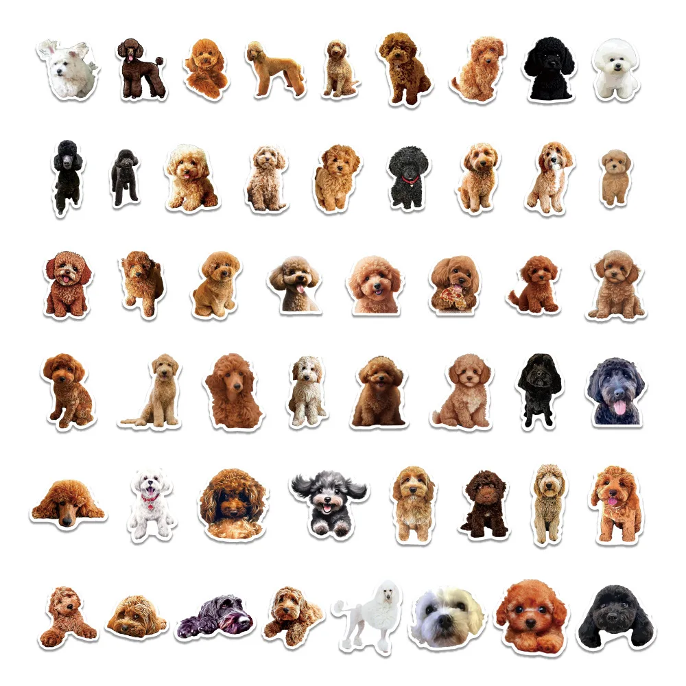 Cute Poodle Pet Dog Doodle Waterproof Sticker Set - Decorative Stickers for Laptops, Mobiles, Bicycles, and More