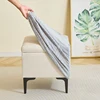 Jacquard Square Ottoman Stool Cover Elastic All-inclusive Footrest Slipcovers Living Room Anti-dust Footstool Case Pouf Covers 3