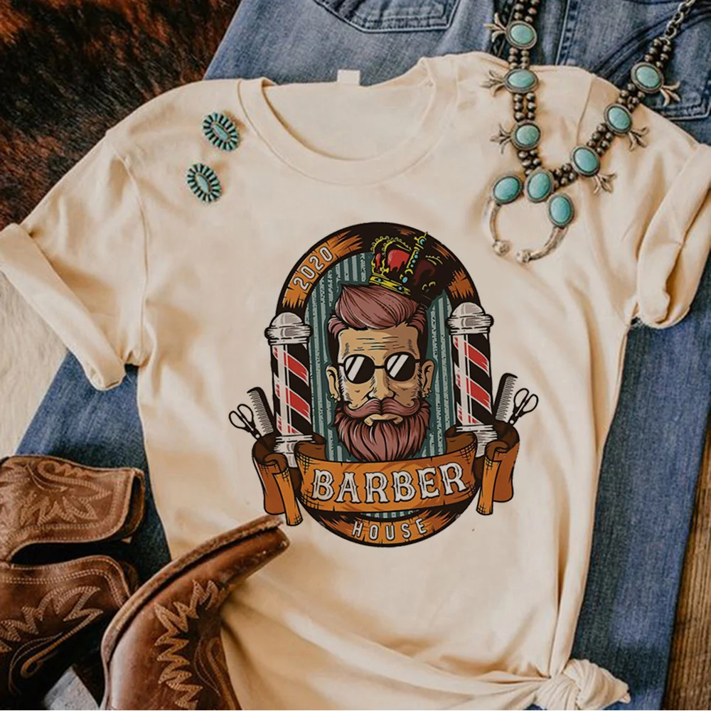

Barber t shirt women designer Japanese Y2K tshirt girl Japanese designer clothes