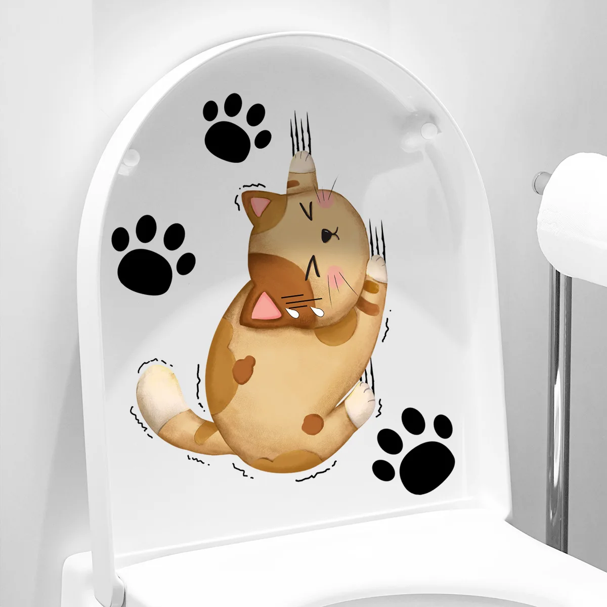 3D 고양이 벽 스티커, 구멍 보기 변기 스티커, 욕실 거실 홈 장식, 동물 비닐 데칼, 아트 귀여운 스티커, 벽 포스터