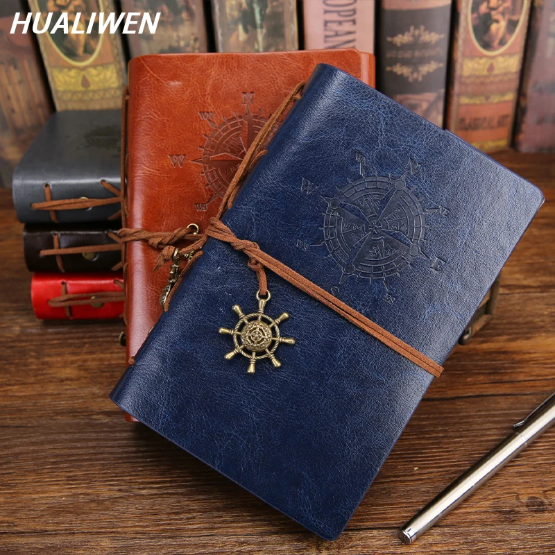 

Retro A5 Spiral Notebook Diary Notepad Vintage Pirate Anchors PU Leather Note Book Replaceable Stationery Gift Traveler Journal