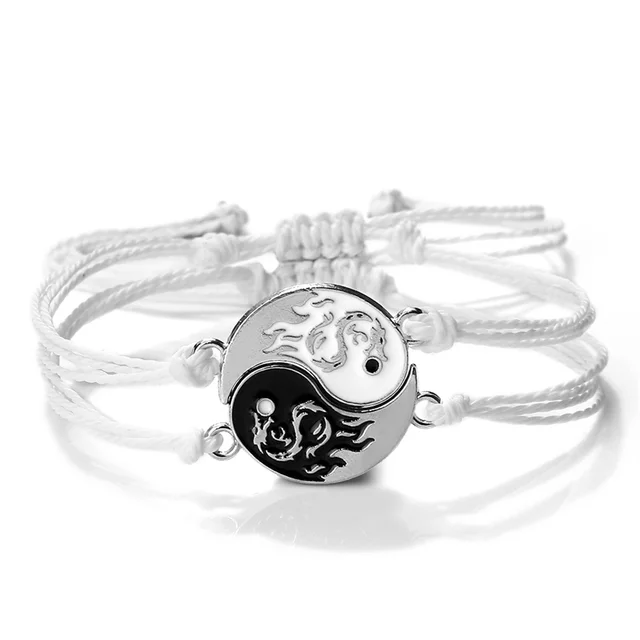 Bracelet tressé Dragon Tai Chi Gossip pour femmes et hommes, meilleurs amis, réglable, Yin Yang, bijoux de Couple à la mode, 2 pièces/ensemble