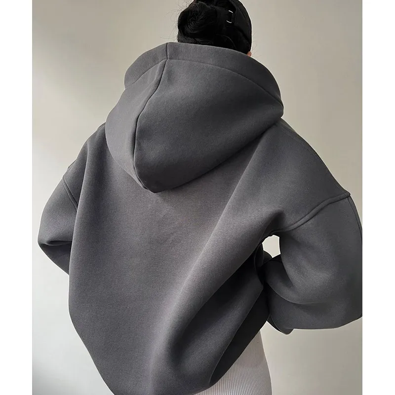 Autumn Elegant Fashion Harajuku Slim Fit Female Clothes Loose Casual All Match Tops Printed Insert Long Sleeve Hooded Hoodie