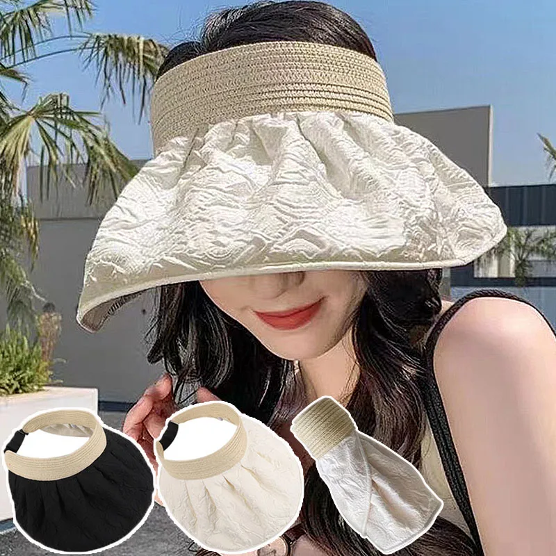 

New Double Sided Bamboo Hat Conch Shape Foldable Summer Women's Empty Top Hats Outdoors Beach Sunshade Bucket Hat Sun Cap Travel