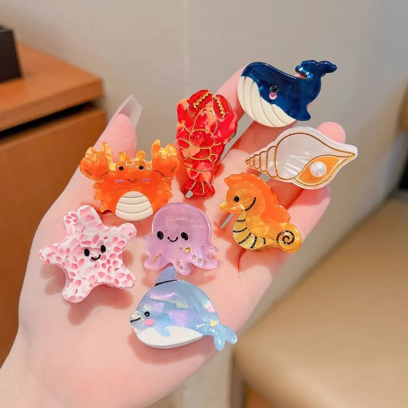 Kawaii Shark Hair Clip - Women's Marine Animal Theme Acrylic Acid Clips for Half Up Hairstyles, Non-Slip Cute Hair Accessories