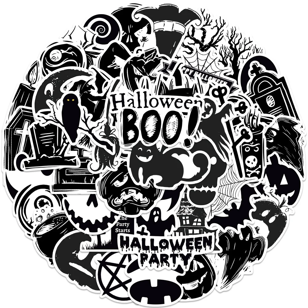 10/30/50pcs Cool Gothic Horror Witch Halloween Stickers Skateboard Bike Motorcycle Laptop Phone Car Waterproof Sticker Kid Toy