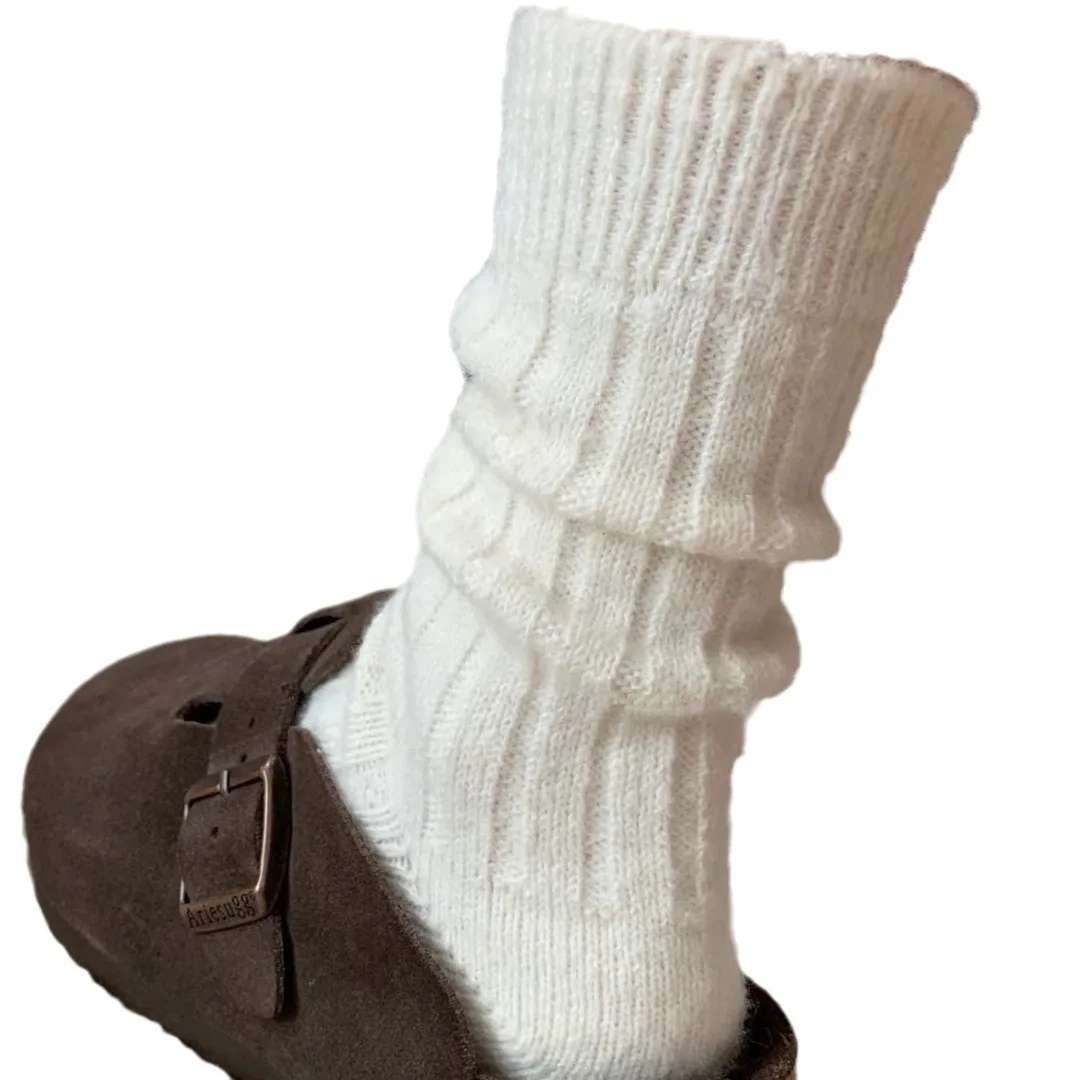 Women Socks Winter Cashmere Wool Casual Japanese Fashion Solid Color Thicker Long Thermal Warm Crew