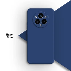 Liquid Silicone Fashion Phone Case with Original Camera Protection and Simple TPU Back Cover for Realme 14 Pro Lite (Navy Blue)