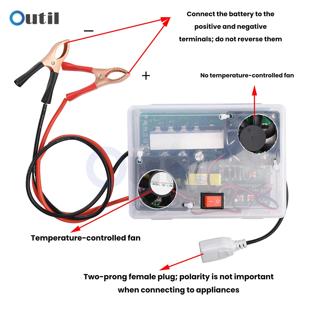 Modulo inverter da 500 W DC 12 V-14,5 V a AC 220 V, convertitore di potenza con ventola di raffreddamento e interruttore di sicurezza per piccoli elettrodomestici - Image 2