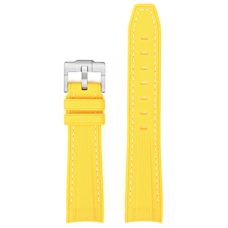 Diving Curved End Silicone Rubber Watch Strap, 20mm