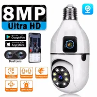 Caméra WIFI à ampoule E27 8MP, Zoom 8X, double objectif, Surveillance intérieure, suivi humain, Audio bidirectionnel sans fil, Vision nocturne couleur 1