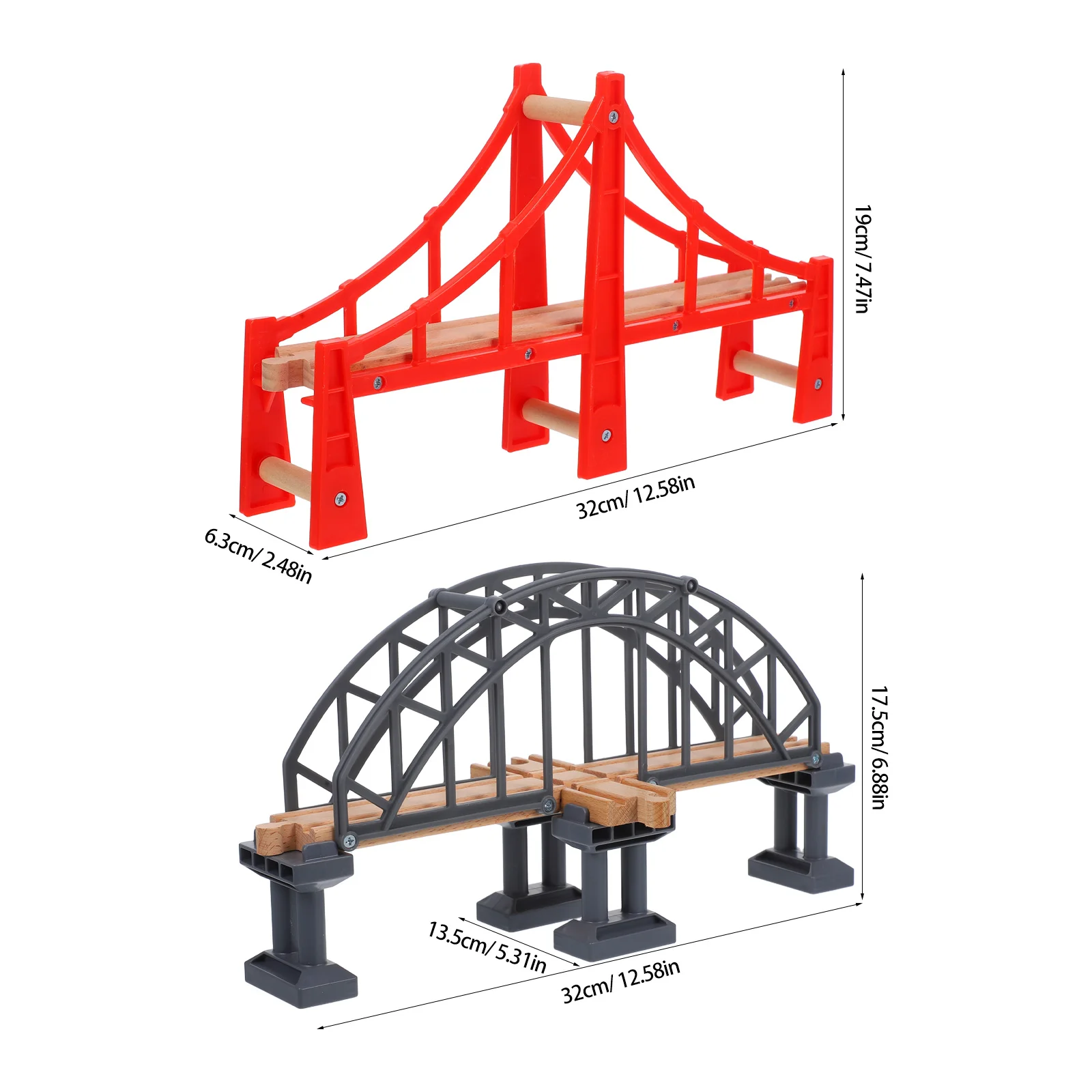 2 Pcs Train Track Toddler Accessories Toy Props Suspension Plastic Scene Tracks Wood Railway Cross