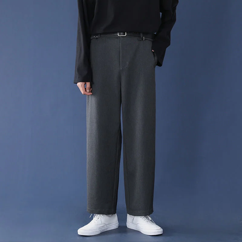 

Black Gray Caramel Suit Pants Men's Loose Straight Wide-leg Trousers Fashion Spring Summer Solid Casual All-match Casual Pants