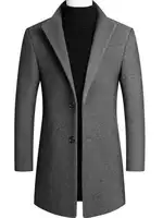 New Autumn Winter Men's Woolen Coat Casual Slim Fit Long Length Tailored Lapel Jaet for Men Faionable Ele Sle