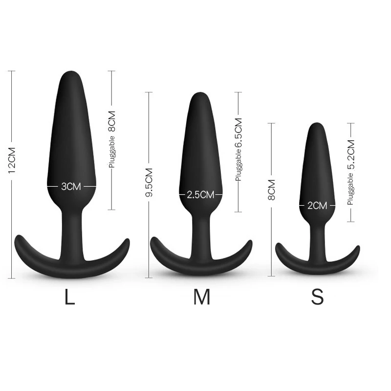 100% Safe Silicone Dildo Anal Plugs Butt Plug Unisex Sexy Stopper 3 Different Size Adult Sex Toys for Men/Women Trainer Massager