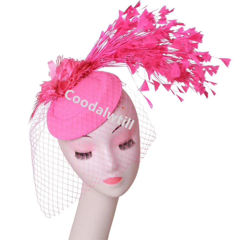 Schleier Blume Fascinator Hut Haarspange Damen Kentucky Derby Ascot Festival Kostüm Party Show Mädchen Kopfbedeckung Frauen Pillbox Cap – Detail 14