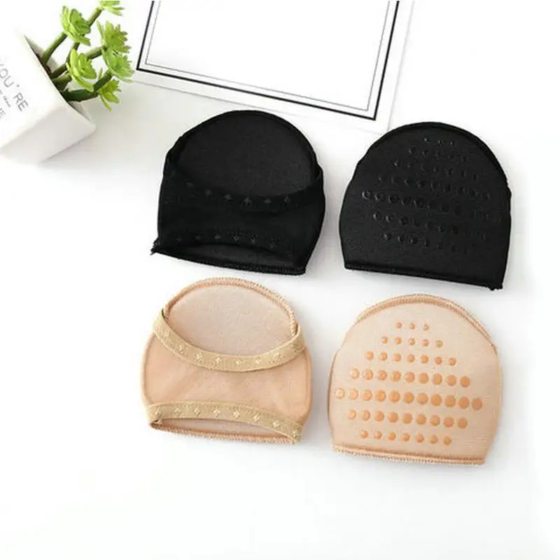 1pair Lace Mesh Forefoot Socks Woman Summer Nvisible Socks Solid Color Female Half Foot Toe Cover Half Anti-Slip