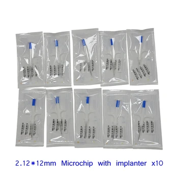 반려동물 ID 태그 주입식 마이크로칩 RFID 주사기 유리 칩 주입기, 반려견 공급 업체, 2.12x12mm, 10 개