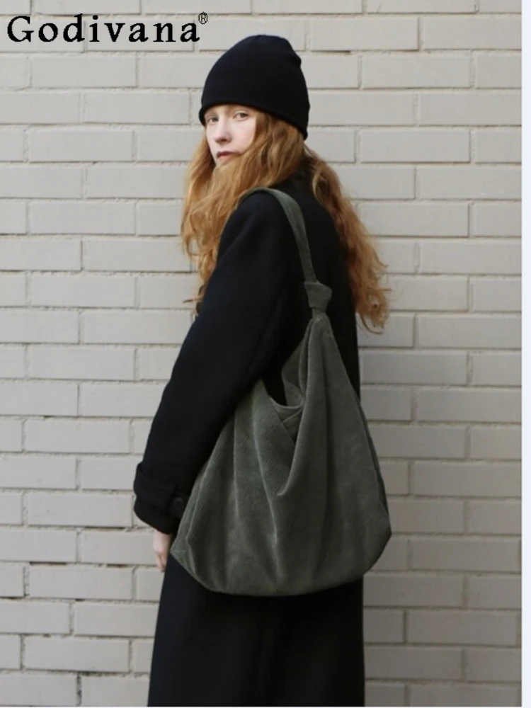 

Korean-Style Fashion Casual All-Match Women's Canvas Bags Sweet Cute Preppy Style Solid Color Single-Shoulder Bag Crossbody Bags