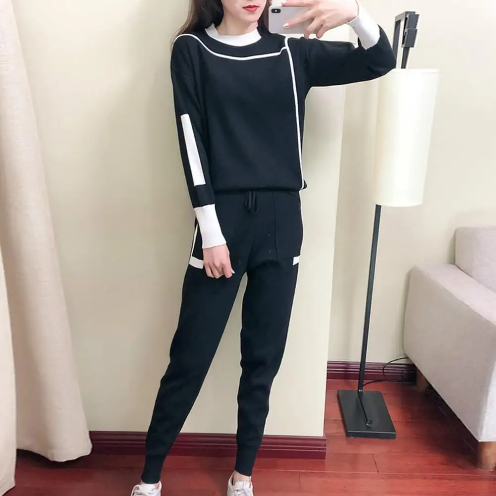 

Women Suit Fashionable Women's Suit Comfortable Long Sleeve Pullover Pants Set for Home Outdoor Activities Lightweight Women