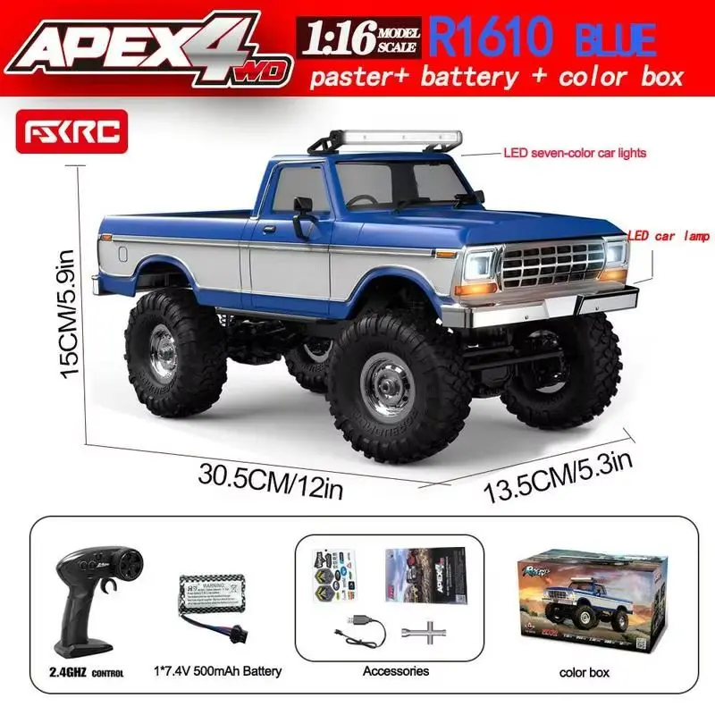Vue de dessus de la Voiture RC 4x4 Tout-Terrain 1:16 HB R1611 montrant son châssis détaillé