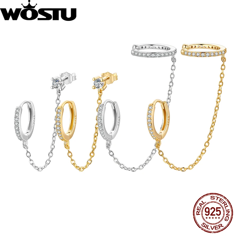 

WOSTU, серебро 925 пробы, изысканные серьги-гвоздики, серьги с пряжкой и манжетами, простые ювелирные украшения для женщин, вечерние, подарок на помолвку