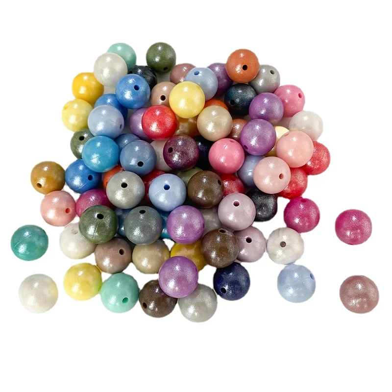 50pcs Colorful Silicone Beads 15mm Round Opal Silicone Bead for Jewelry Making DIY Pacifier Chain Clips Baby Toy Accessorie