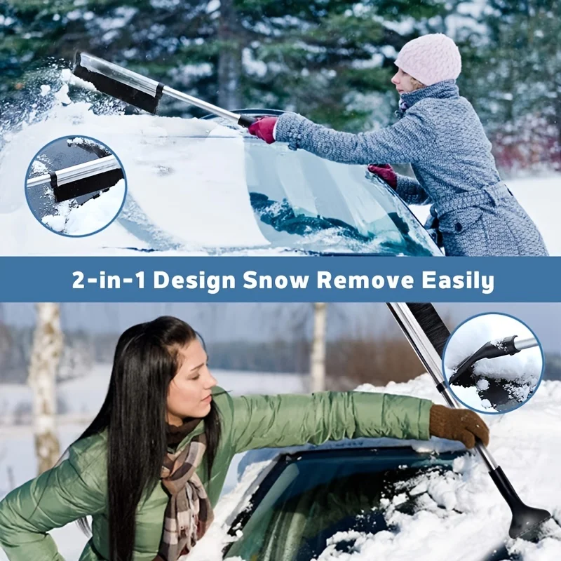 Car windshield wiper snow removal brush snow shovel extendable stainless steel cleaning tool broom cleaning accessories windshield wiper