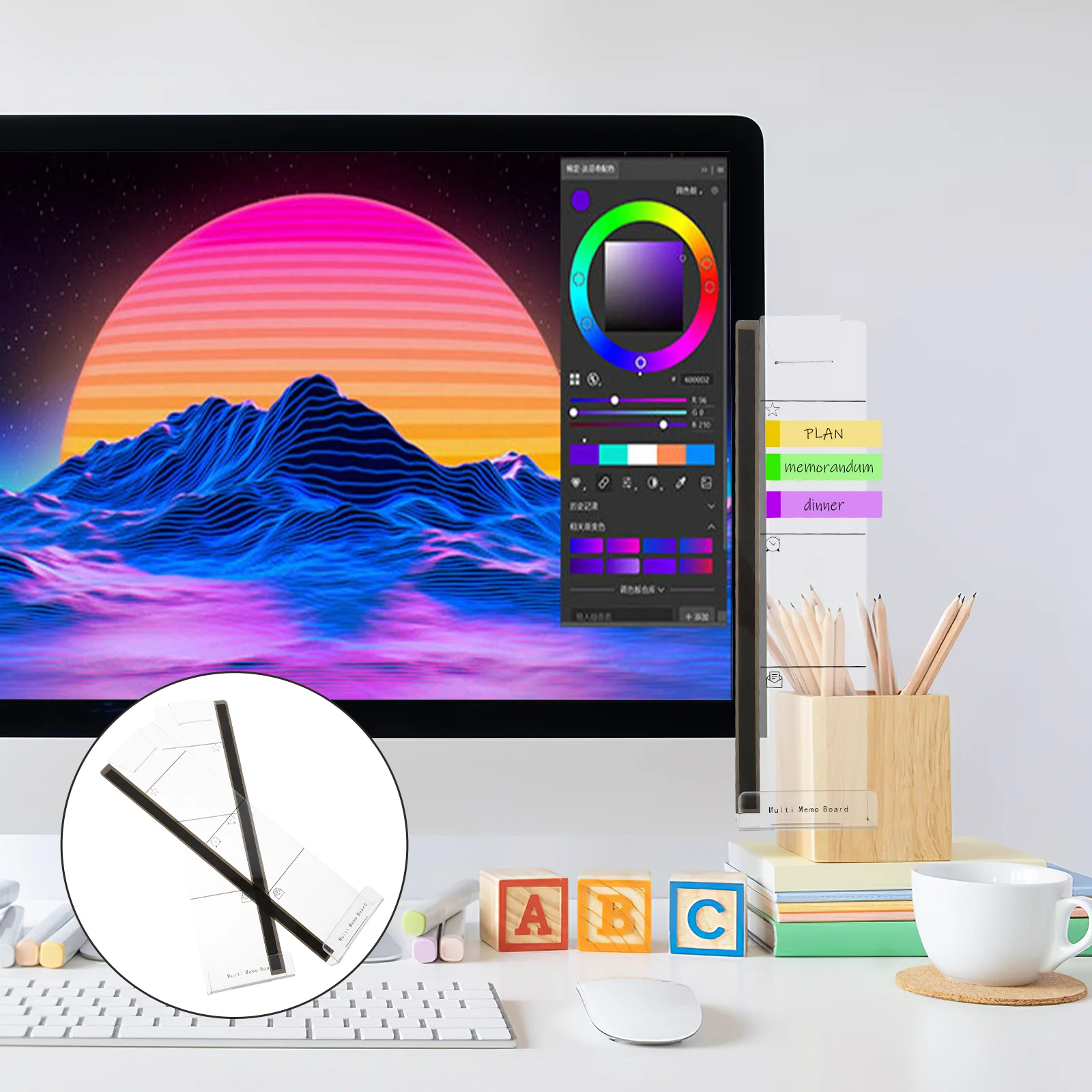 

2 Pcs Computer Memo Board Monitor Pad Storage Sticky Notes for Acrylic Transparent Message