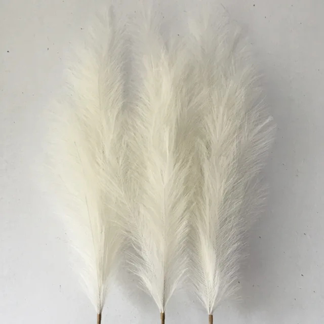 3pcs Artificial Pampas Grass 43inch/110cm Long Fluffy Pampas Grass for Flower Arrangement Wedding Party Centerpiece Home Decor Milky White 3pcs 110