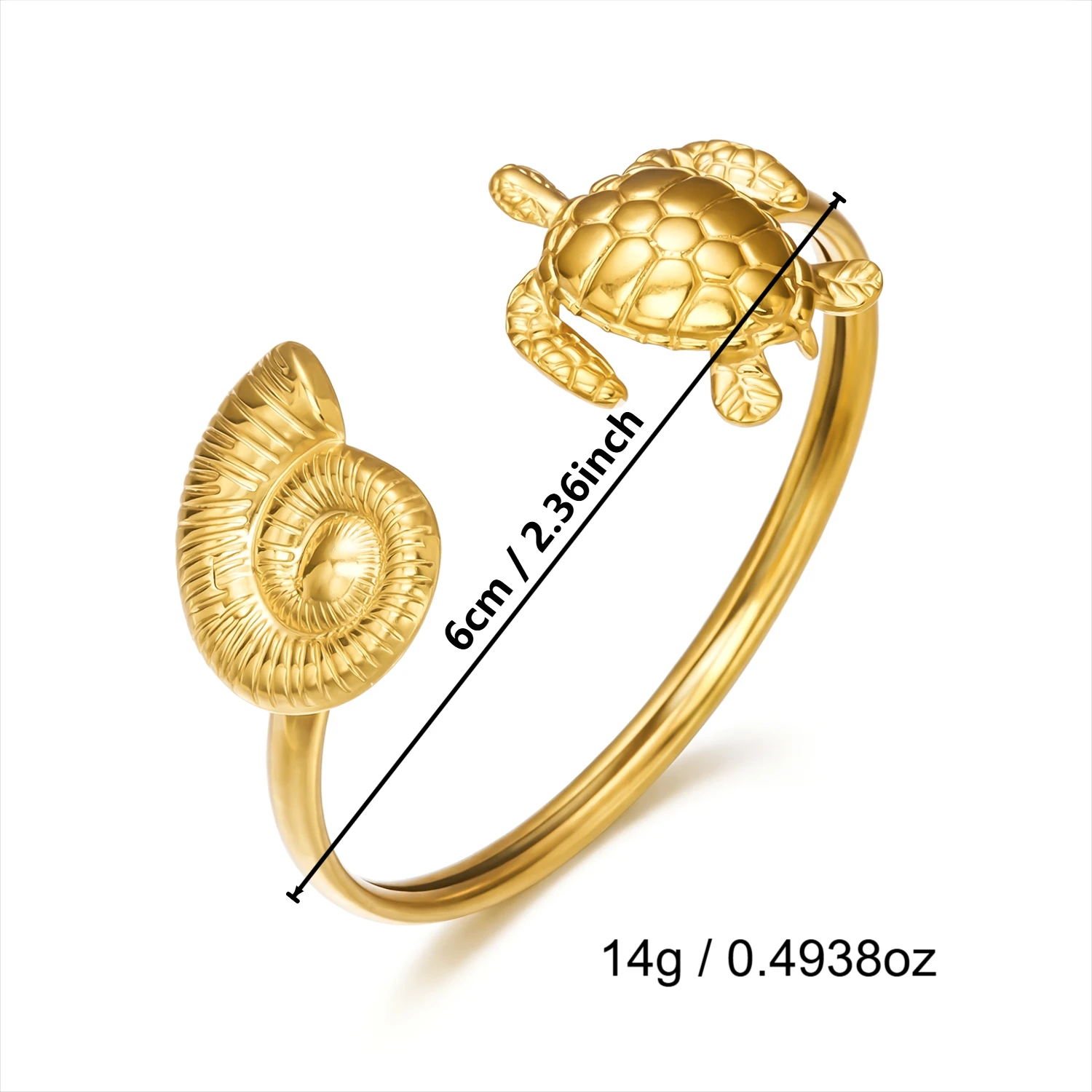 Kreatives Seestern-Muschel-Armband für Damen aus Edelstahl mit Schildkröten- und Ozean-Geometrie-Design, Sommer-Strandschmuck – Detail 6