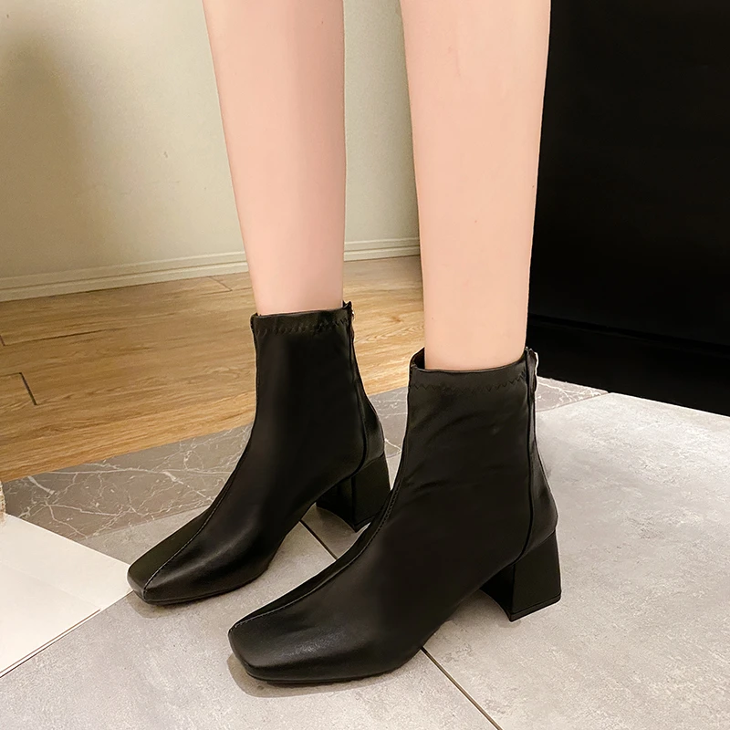 靴 melt the lady enamel square short boots melt the lady enamel square short boots