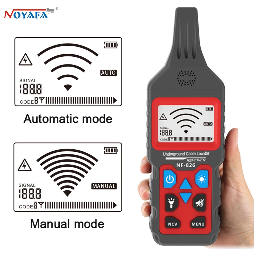 NOYAFA NF-826 vysoký elektrické napětí drát stopař přenosné telefon lanko bovdenu lokátor podzemní dýmka detektor odborný lanko bovdenu vyhledávač