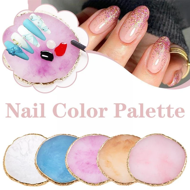 1pc Resin Stone Nail Art Palette Nail Color DIY Mixing Round Plate  Organizer Polish Display Gel Tool Manicure Paint Drawing X1W9 - AliExpress