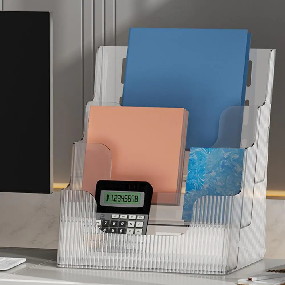Space-saving Storage Container Transparent 4-layered Desktop File Storage Box for Scrapbook Paper Vinyl Sheets Cardstocks