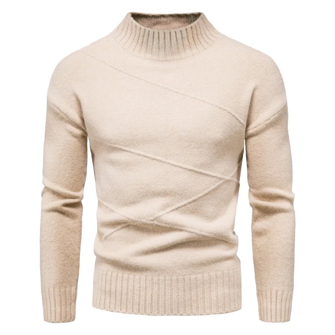 

Pullover Men's Sweater O-neck Patchwork Long Sleeve Warm Slim Sweaters Men Casual Fashion Sweater
