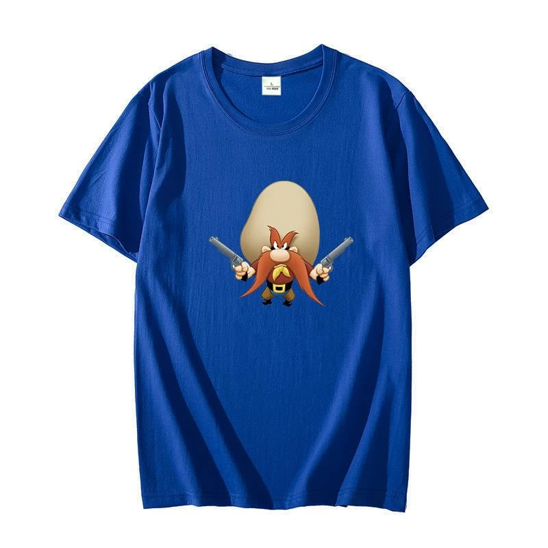 

Cotton t shirt for men graphic t shirts Yosemite Sam with a gun Oversized T shirts Tees Tops Summer O-neck T-shirt Men clothing