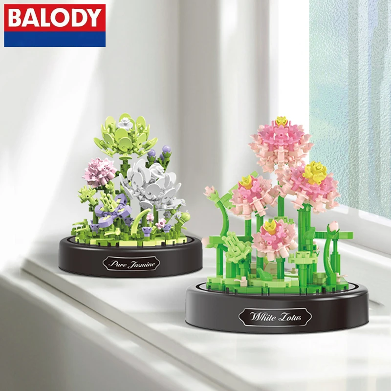 Balody Eternal Flower Building Blocks Lotus Orchid Model Jasmine Pink Rose Figure Regalo Di San Valentino Kawaii Assembly Toy