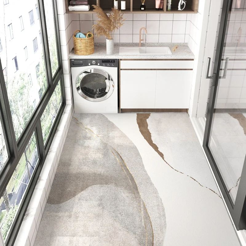 Striped PVC Kitchen Carpet Living Room Non-slip Leather Rugs Thick Entrance Door Mat Balcony Waterproof Oil-proof Large Area Rug 3