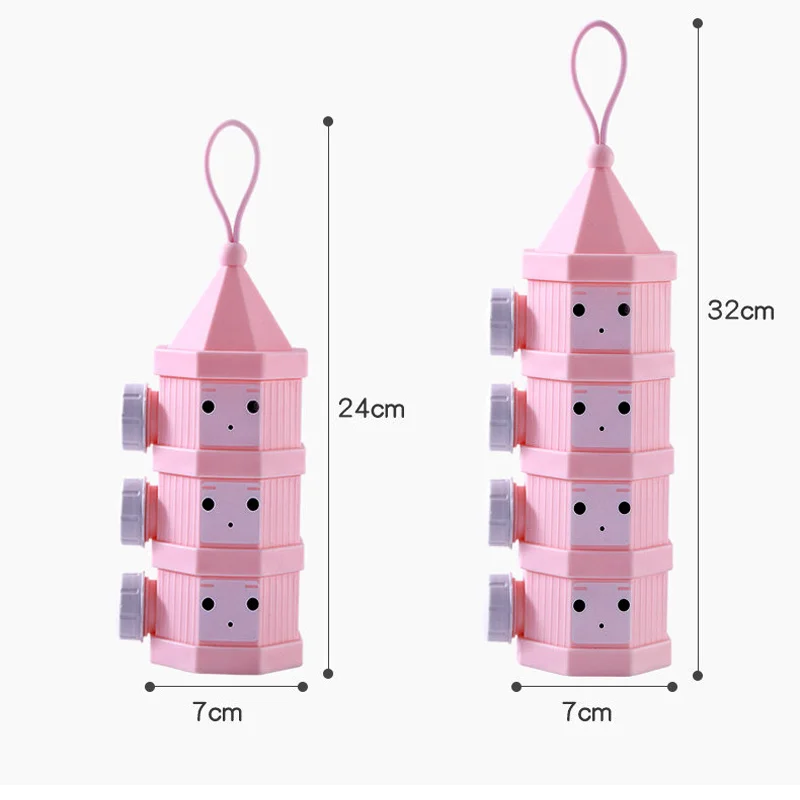 3/4 Layers Baby Food Container Portable Kids Snack Box Side Open Cute Infant Milk Powder Dispenser Children Cereal Storage Box