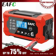 자동차 배터리 충전기 6A 12V 자동차 및 오토바이 배터리 충전 장치 납산 배터리 스마트 수리 LCD 디스플레이